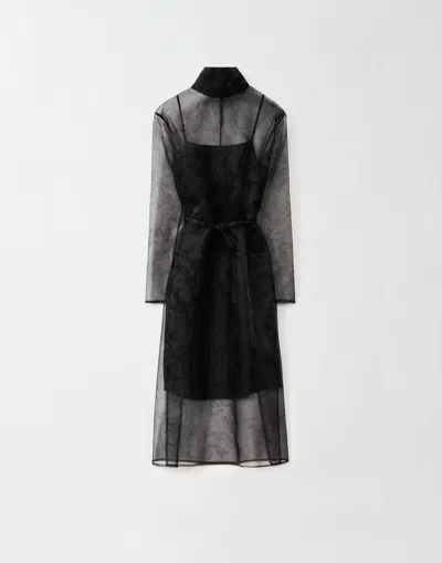 Fabiana Filippi Printed Organza Dress In Grey
