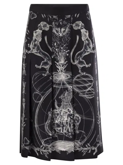 Fabiana Filippi Printed Silk Twill Skirt In Night Blue