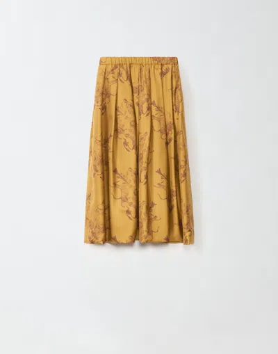 Fabiana Filippi Printed Silk Twill Skirt In Yellow