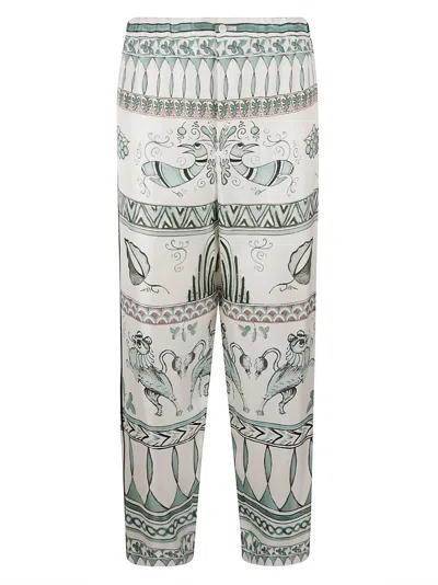 Fabiana Filippi Printed Straight Buttoned Trousers In Mint
