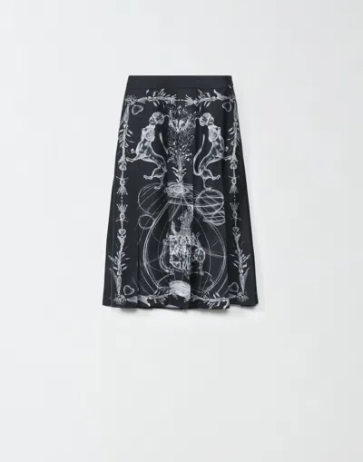 Fabiana Filippi Printed Twill Pleated Skirt In Blue