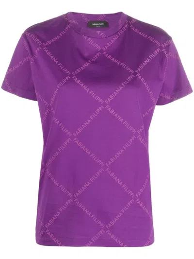 Fabiana Filippi Purple Jersey With All-over Logo Print
