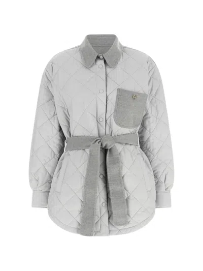 Fabiana Filippi Quilted Belted Jacket In Grey