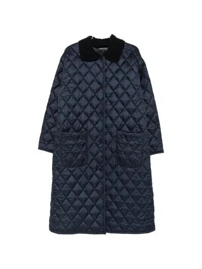 Fabiana Filippi Quilted Contrast-collar Coat In Blue