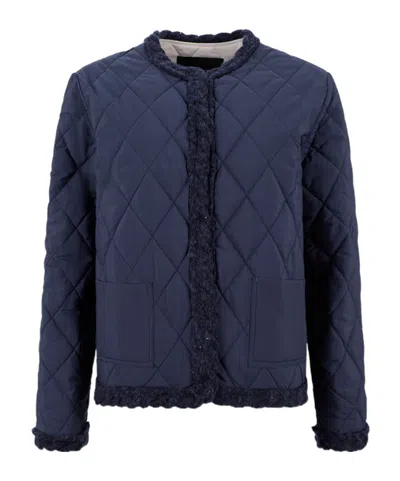 Fabiana Filippi Quilted Crew-neck Casual Jacket In Blue