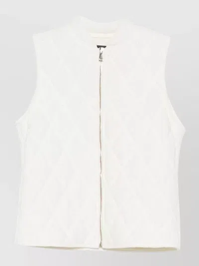 Fabiana Filippi Quilted High Neck Sleeveless Silk Nylon Coat In White