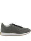 Fabiana Filippi Suede Sneakers With Rubber Sole And Stitching In Gray
