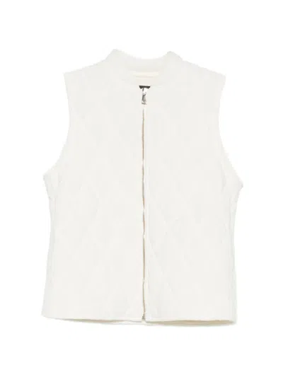 Fabiana Filippi Quilted High Neck Sleeveless Silk Nylon Coat In White