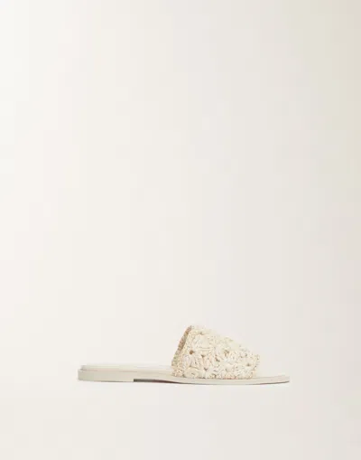 Fabiana Filippi Raffia And Cotton Sandals In Putty