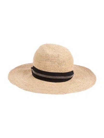 Pre-owned Fabiana Filippi Raffia Wide Brim Sun Hat W/tags In Neutrals