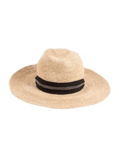 Pre-owned Fabiana Filippi Raffia Wide Brim Sunhat W/tags In Neutrals