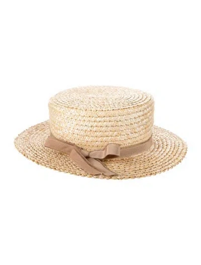Pre-owned Fabiana Filippi Raffia Woven Fedora Hat In Neutrals