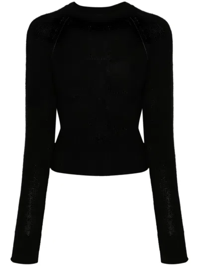 Fabiana Filippi Raglan-sleeves Trimmed Jumper In Black
