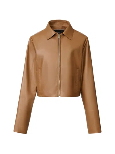 Fabiana Filippi Collared Leather Jacket In Brown