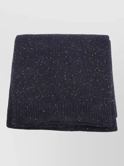Fabiana Filippi Rectangular Scarf Sparkling Finish Knit Texture In Blue