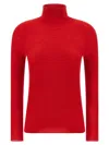 Fabiana Filippi Ribbed Virgin Wool And Silk Turtleneck Sweater In Red