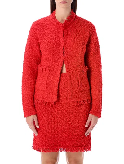 FABIANA FILIPPI FABIANA FILIPPI RED TWEED-EFFECT KNIT JACKET