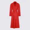 Fabiana Filippi Long Cashmere Wool Coat Belted At Waist In Red
