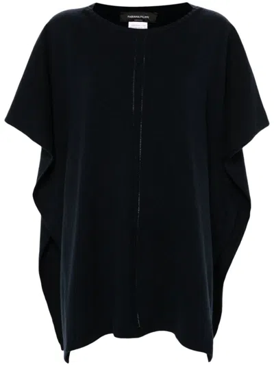 Fabiana Filippi Pointelle-knit Poncho In Black
