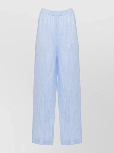 Fabiana Filippi Relaxed Fit Striped Linen Straight Pants In Blue
