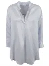 Fabiana Filippi Relaxed Fit Striped V-neck Shirt In Blue