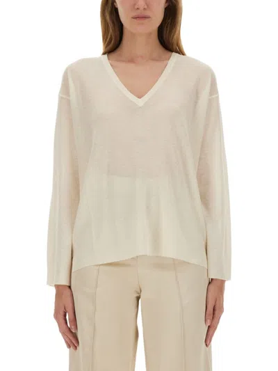 FABIANA FILIPPI RELAXED FIT WOOL BLEND V-NECK SWEATER