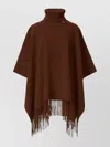 Fabiana Filippi Relaxed Fit Wool Poncho With Fringe Hem In White