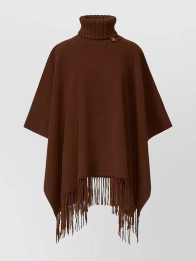 Fabiana Filippi Relaxed Fit Wool Poncho With Fringe Hem In White