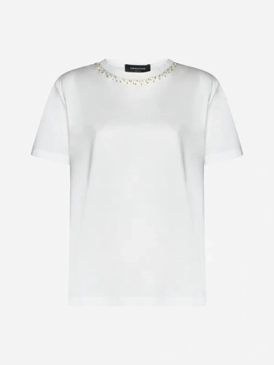 Fabiana Filippi Rhinestone Cotton T-shirt In White