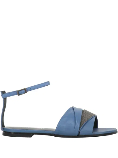 Fabiana Filippi Rhinestone-embellished Sandals In Blue