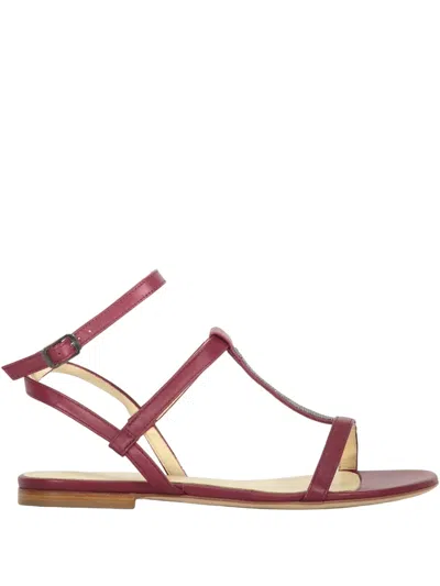 Fabiana Filippi Rhinestone-embellished Sandals In Burgundy
