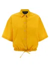 Fabiana Filippi Rhinestone-piped Cotton Blend Shirt With Drawstring Hem In Yellow