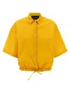 Fabiana Filippi Rhinestone-piped Cotton Blend Shirt With Drawstring Hem In Yellow