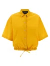 Fabiana Filippi Rhinestone-piped Cotton Blend Shirt With Drawstring Hem In Yellow