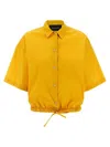 Fabiana Filippi Rhinestone-piped Cotton Blend Shirt With Drawstring Hem In Yellow
