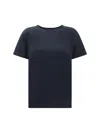 Fabiana Filippi Rhinestone Embellished Crew Neck T-shirt In Blu Notte