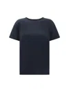 Fabiana Filippi Rhinestone Embellished Crew Neck T-shirt In Blu Notte