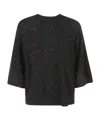 Fabiana Filippi Rib Trim Embellished Sweater In Black