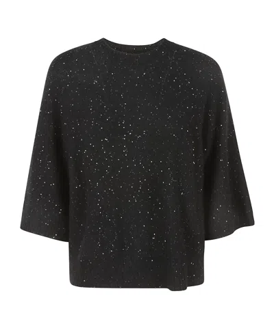 Fabiana Filippi Rib Trim Embellished Sweater In Black