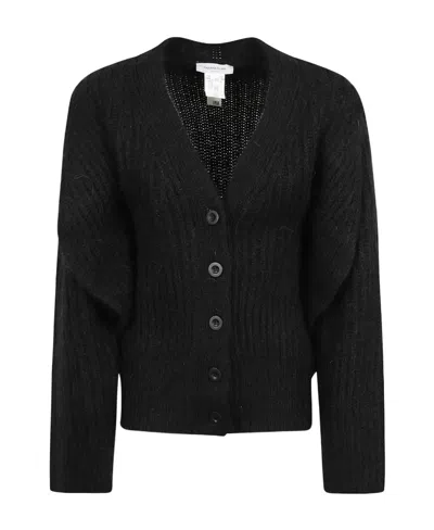 Fabiana Filippi Rib Trimmed Woven Cardigan In Black