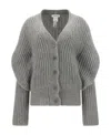 Fabiana Filippi Rib Trimmed Woven Cardigan In Gray