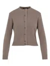 Fabiana Filippi Wool Blend Crew Neck Jacket With Embellished Placket In Brown