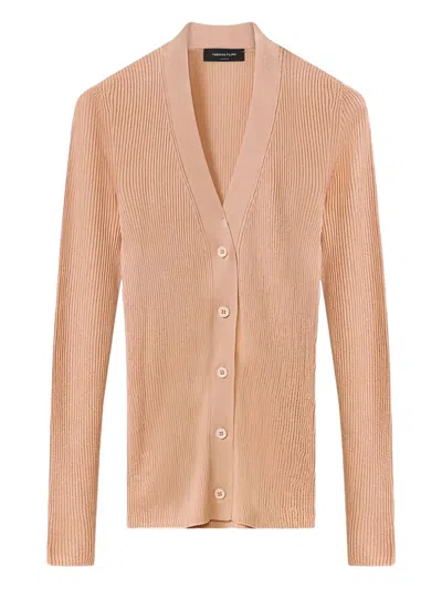 Fabiana Filippi Ribbed Buttoned Cardigan In Brown