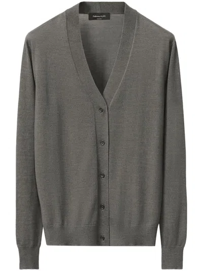 Fabiana Filippi Ribbed Cardigan In Grey