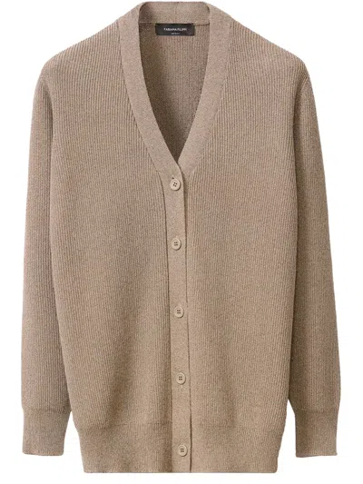 Fabiana Filippi Ribbed Cardigan In Brown