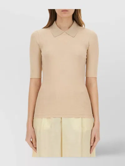 FABIANA FILIPPI RIBBED COLLARED T-SHIRT SLIM FIT
