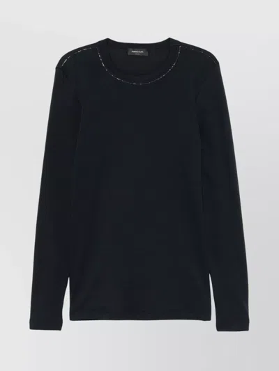 Fabiana Filippi Ribbed Crewneck Slim Fit Sweater In Black
