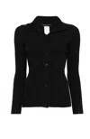 Fabiana Filippi Ribbed Fitted Top With Button-down Front In Black