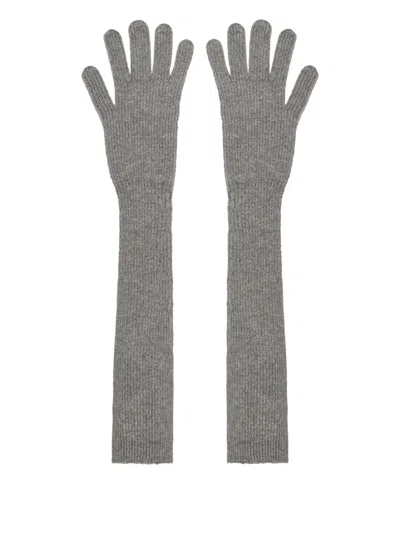 Fabiana Filippi Ribbed Gloves In Gray