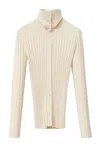 Fabiana Filippi Ribbed High Collar Top With Button-down Front In Neutral